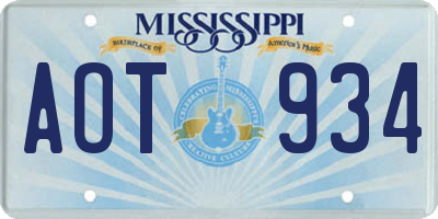 MS license plate AOT934