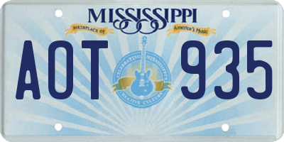 MS license plate AOT935