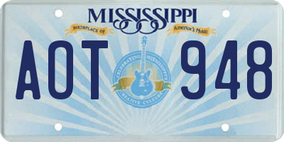 MS license plate AOT948
