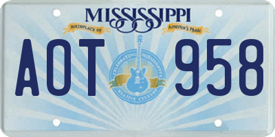 MS license plate AOT958