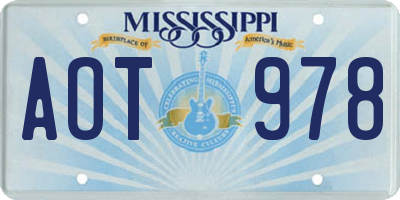 MS license plate AOT978