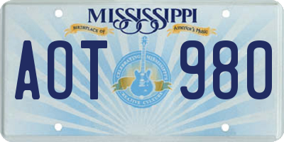 MS license plate AOT980