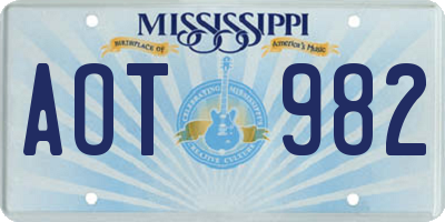 MS license plate AOT982
