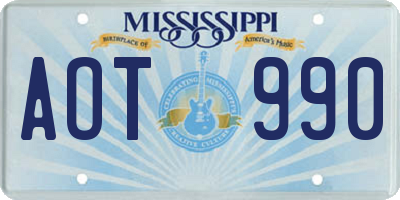 MS license plate AOT990