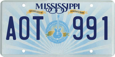 MS license plate AOT991