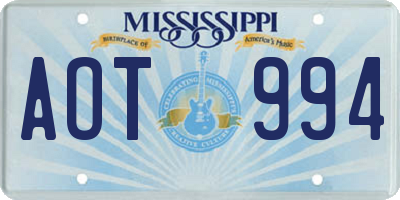 MS license plate AOT994
