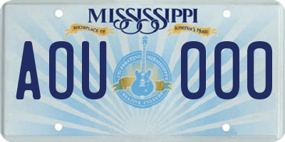 MS license plate AOU000