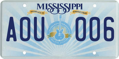 MS license plate AOU006