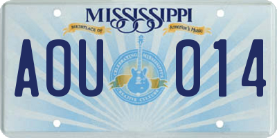 MS license plate AOU014