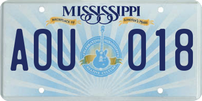 MS license plate AOU018