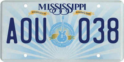 MS license plate AOU038
