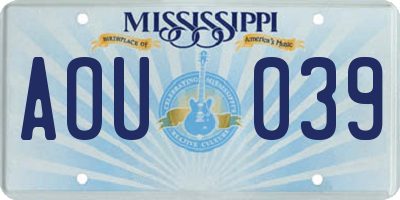 MS license plate AOU039