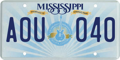 MS license plate AOU040