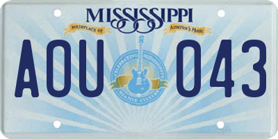 MS license plate AOU043