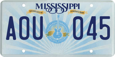 MS license plate AOU045