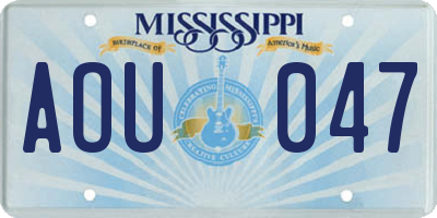 MS license plate AOU047
