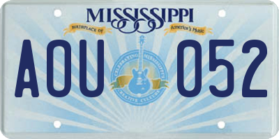 MS license plate AOU052