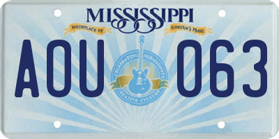MS license plate AOU063