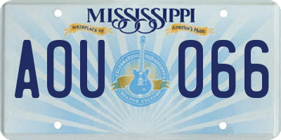 MS license plate AOU066