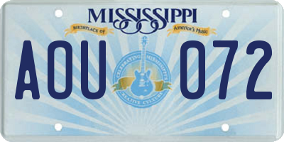 MS license plate AOU072