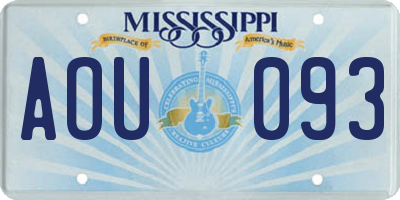 MS license plate AOU093