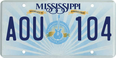 MS license plate AOU104