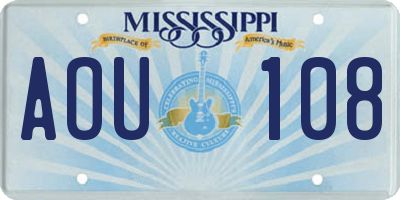 MS license plate AOU108