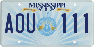 MS license plate AOU111