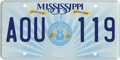 MS license plate AOU119