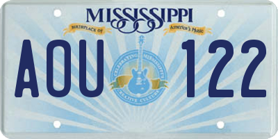 MS license plate AOU122