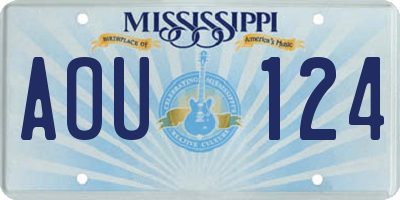 MS license plate AOU124
