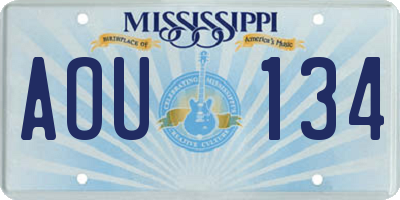 MS license plate AOU134