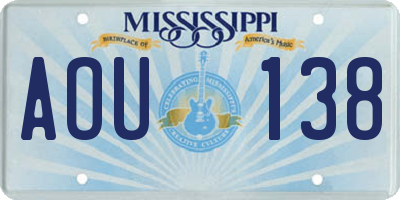 MS license plate AOU138