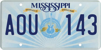 MS license plate AOU143