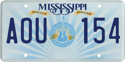 MS license plate AOU154