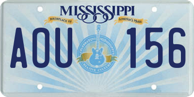 MS license plate AOU156