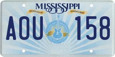 MS license plate AOU158