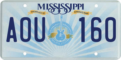 MS license plate AOU160