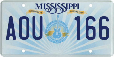 MS license plate AOU166