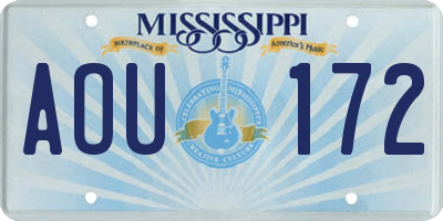 MS license plate AOU172