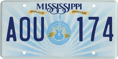 MS license plate AOU174