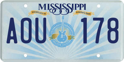 MS license plate AOU178