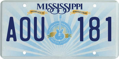 MS license plate AOU181