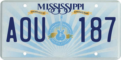 MS license plate AOU187