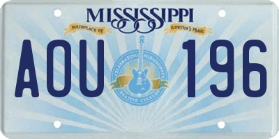 MS license plate AOU196