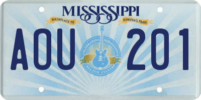 MS license plate AOU201