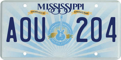 MS license plate AOU204