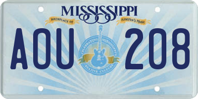 MS license plate AOU208