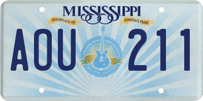 MS license plate AOU211