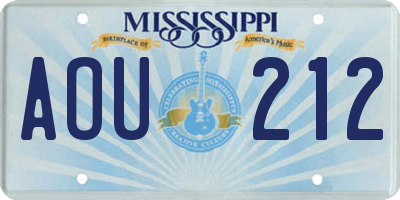 MS license plate AOU212